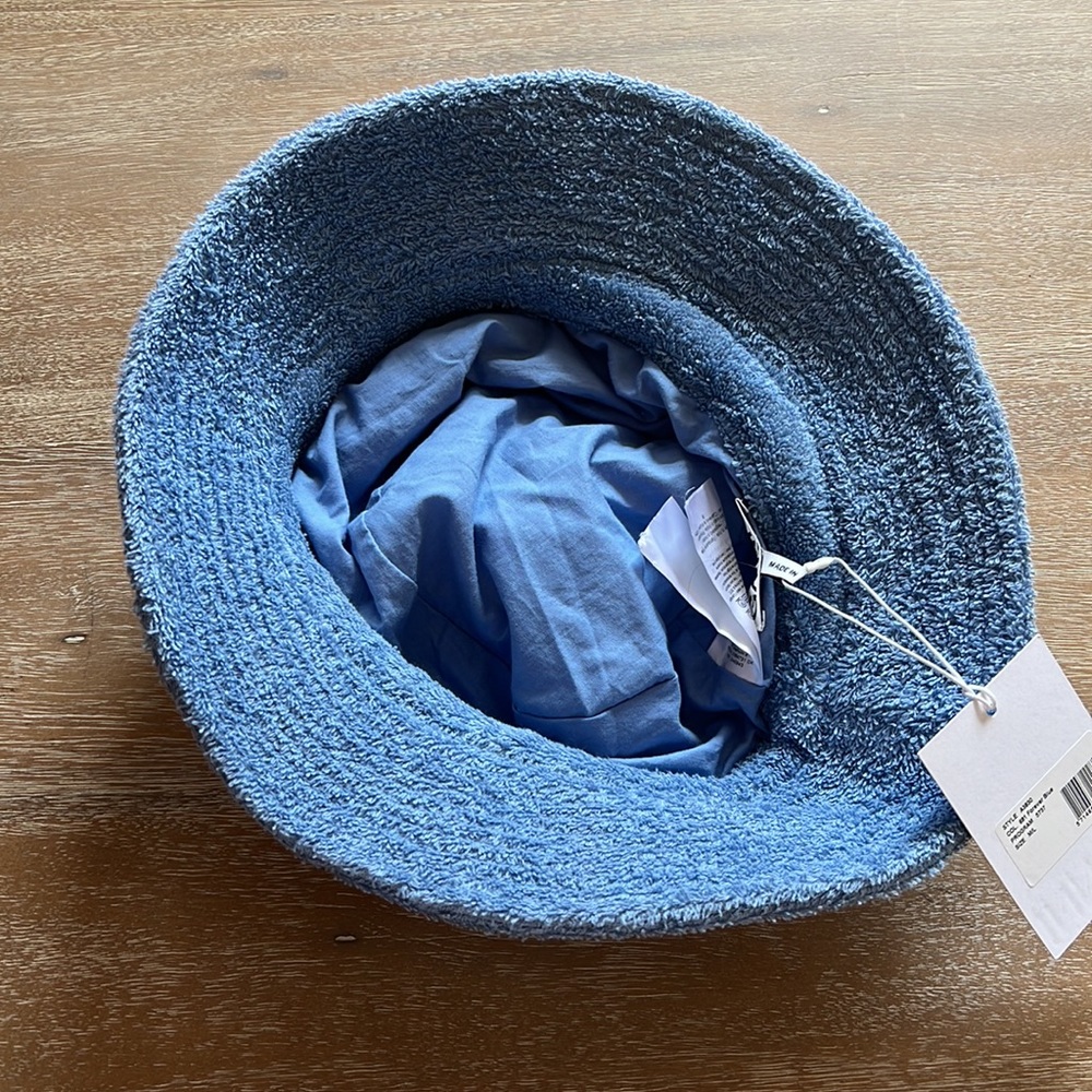 GANNI Beach Terry Bucket Hat Blue Size M/L - Picture 3 of 6